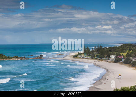 Nouvelle Zélande, île du Nord, Mt. Mont Manganui, la plage principale, elevated view Banque D'Images