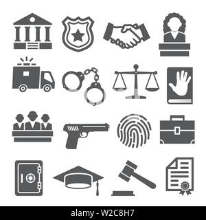 Loi icons set sur fond blanc Illustration de Vecteur