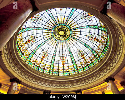 Pérou, Lima, Gran Hotel Bolivar, Atrium, Lobby, coupole en verre teinté, Historique Banque D'Images