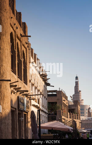 Qatar, Doha, Souq Waqif, réaménagé, détail bâtiment bazar Banque D'Images