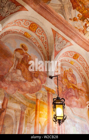 Intérieur de la 16e siècle château de Bled Chapelle avec fresques illusionnistes, Château de Bled, le lac de Bled, Bled, Haute-Carniole, Alpes Juliennes, en Slovénie Banque D'Images