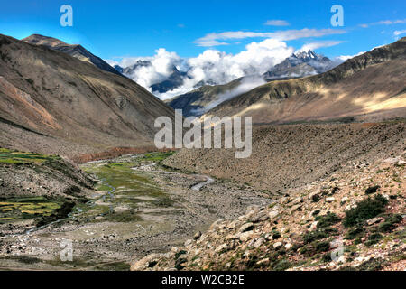 Paysage de montagne, Préfecture de Shigatsé, Tibet, Chine Banque D'Images
