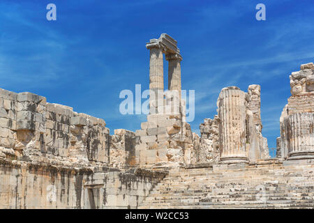 Ruines de l'ancien Temple d'Apollon, Didymes, Province d'Aydin, Turquie Banque D'Images