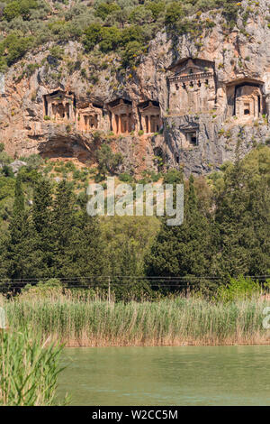 Tombeaux Lyciens, Dalyan, Province de Mugla, Turquie Banque D'Images