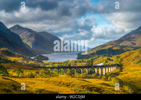 Royaume-uni, Ecosse, Highland, Loch Shiel, Glenfinnan, Glenfinnan viaduc de chemin de fer, une partie de la West Highland Line, Le Train à vapeur Jacobite, rendu célèbre par l'JK Rowling Harry Potter comme le Poudlard Express Banque D'Images