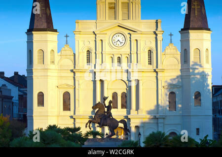 La Louisiane, La Nouvelle-Orléans, le Quartier Français, Jackson Square, la cathédrale de Saint Louis, Andrew Jackson Statue Banque D'Images