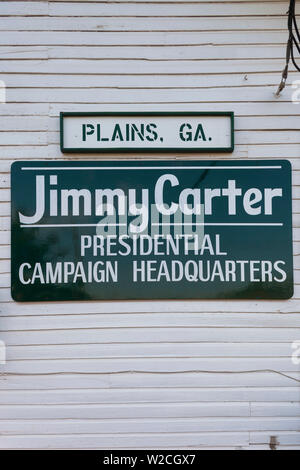 USA, Géorgie, plaines, signe pour Jimmy Carter Siège de campagne présidentielle Banque D'Images