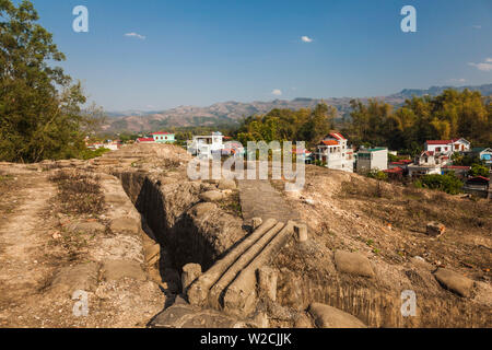 Vietnam, Dien Bien Phu, A1 Hill, Eliane, site de la dernière bataille victoire militaire vietnamien sur les Français en 1954, bunker souterrain Français Banque D'Images