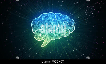L'Intelligence Artificielle Cerveau Animation, analyse de flux de données grande, profonde de l'apprentissage des concepts des technologies de connexion de neurones.La visualisation. Futuristi Banque D'Images