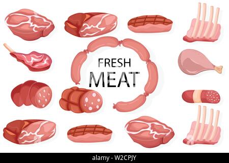 Vecteur de la viande. Le pastrami, de salami et de style télévision saussage Illustration de Vecteur
