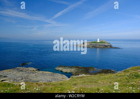 Le phare de Godrevy vu du South West Coast Path Banque D'Images