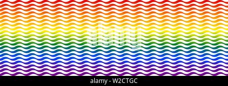 Rayures ondulées rempli de couleurs tendance de l'arc en ciel. L'illusion optique de la lumière. Arrière-plan de couleur écran large. Illustration de Vecteur
