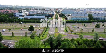 Maranello, Modena, Italie - vue aérienne du complexe de salles de Banque D'Images