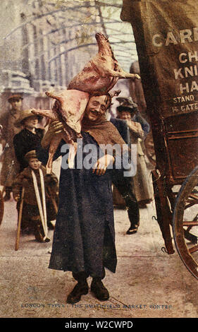 Le Smithfield Market porter. La fin du xixe siècle. Banque D'Images