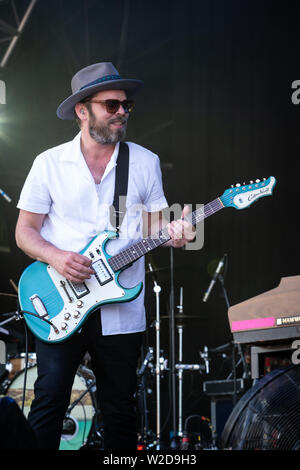 Gaz Coombes effectue live at the 2019 Cornbury Festival, Chadlington, Oxfordshire Banque D'Images