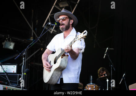 Gaz Coombes effectue live at the 2019 Cornbury Festival, Chadlington, Oxfordshire Banque D'Images