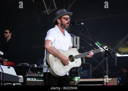 Gaz Coombes effectue live at the 2019 Cornbury Festival, Chadlington, Oxfordshire Banque D'Images