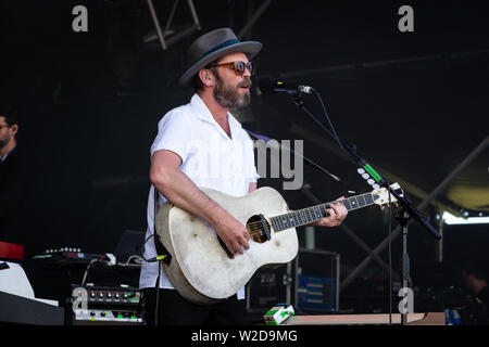 Gaz Coombes effectue live at the 2019 Cornbury Festival, Chadlington, Oxfordshire Banque D'Images