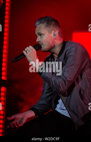 Keane en concert au Festival 2019 Cornbury, Chadlington, Oxfordshire. Keane est un groupe originaire de Battle, East Sussex, formé en 1995 Banque D'Images