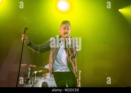 Keane en concert au Festival 2019 Cornbury, Chadlington, Oxfordshire. Keane est un groupe originaire de Battle, East Sussex, formé en 1995 Banque D'Images