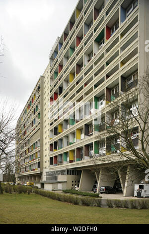 Le conçu Le Corbusier Unite d'habitation immeuble (1958), Berlin, Allemagne. Banque D'Images