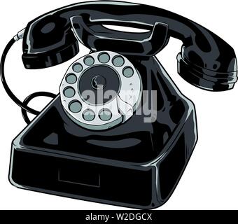 Ancien Téléphone sur blanc Illustration de Vecteur