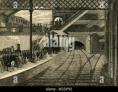 'King's Cross Station de métro en 1868', (c1876). Créateur : Inconnu. Banque D'Images