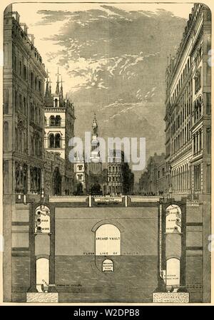 La section de l'HOLBORN VIADUCT, montrant le métro', c1876. Créateur : Inconnu. Banque D'Images