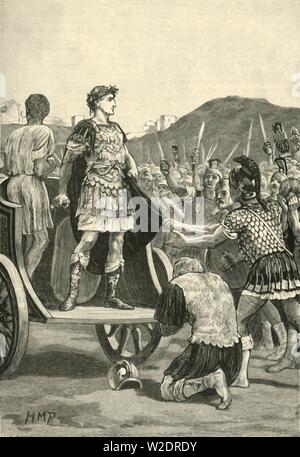 'Caesar traitant le mécontent de la légion dans le Campus Martius", 1890. Créateur : Inconnu. Banque D'Images