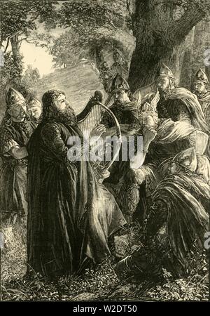 "Alfred le Grand, déguisé en Harper, Jouer Avant Guthrum', (878), 1890. Créateur : Inconnu. Banque D'Images