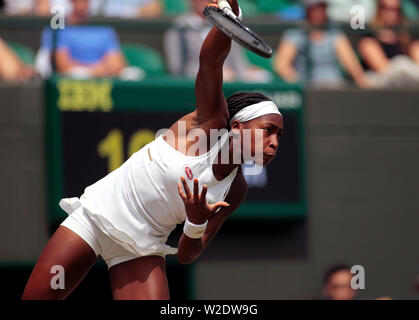 Wimbledon, Londres, Royaume-Uni. 8 juillet, 2019. Au cours de son match Cori Gauff : Simona contre aujourd'hui à Wimbledon. Gagné : ins droit fixe. Crédit : Adam Stoltman/Alamy Live News Banque D'Images