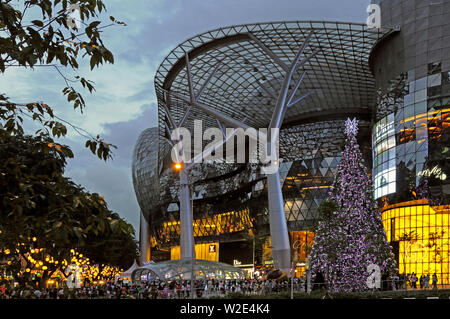 Singapour, Singapour - 28 novembre 2009 : des foules de gens en face de la décoration de Noël du centre commercial ion orchard road sur le soir Banque D'Images