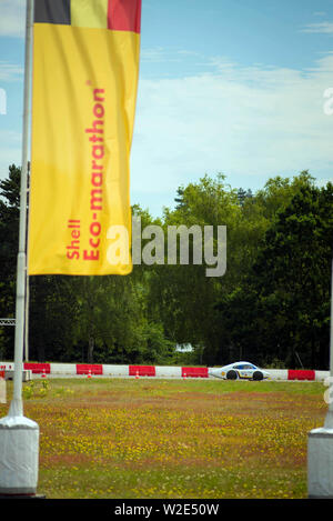 Weybridge, (Londres), Surrey, UK, Juillet 5th, 2019 : Shell Eco-marathon. L'équipe de voiture 701 Toulouse Ingenierie Multidisciplinaire -Concept urbain - au cours de la Banque D'Images