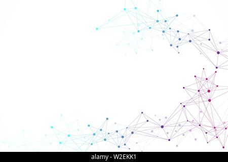 Fond abstrait géométrique avec des lignes et points. Le débit de l'onde. Arrière-plan de la communication et de la molécule. Fond graphique pour votre conception Illustration de Vecteur