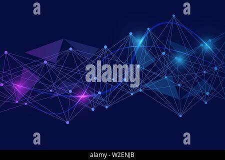 Grand Fond de visualisation de données. Résumé fond virtuel futuriste moderne. Science network pattern, la connexion de lignes et points. Réseau mondial Illustration de Vecteur