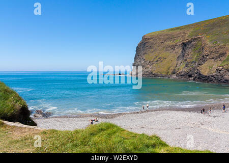 La côte au Crackington Haven sur une belle journée d'été. Europe Royaume-Uni Angleterre Cornwall Banque D'Images