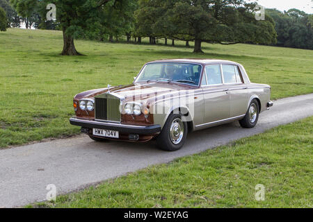 Motoring classics, historiques, vintage motors and collectibles 2019 ; Leighton Hall show transport, collection de voitures & véhicules vétéran d'antan. Banque D'Images