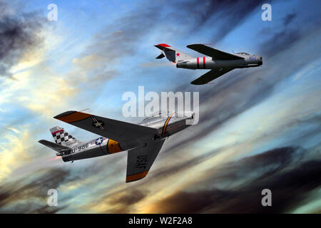 North American F-86 Sabre UNE Mikoyan-gourevitch Mig-17 Banque D'Images