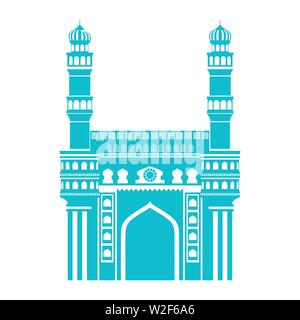 Édification de porte de l'Inde l'icône isolé Illustration de Vecteur