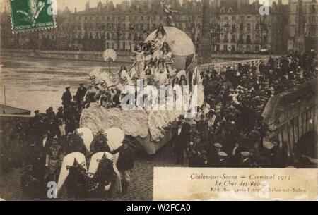 Char des reines du Carnaval de Chalon-sur-Saône 1913. Banque D'Images