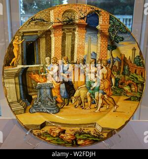 Représentant le père de Psyché chargeur Consulter l'Oracle, après Agostino Veneziano, Italie, Faenze, ch. 1550-1570, maiolica - California Palace de la Légion d'honneur - San Francisco, CA - Banque D'Images