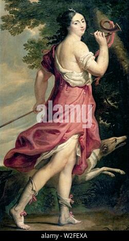 Charles Beaubrun - Madame de Montespan comme Diane chasseresse. Banque D'Images