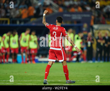 Ismailia, Égypte. 08 juillet, 2019. En France, le 8 juillet 2019 : Ferjani Sassi de la Tunisie après avoir marqué lors de la coupe d'Afrique des Nations 2019 match entre le Ghana et la Tunisie à l'Ismaïlia Stadium à Ismaïlia, en Égypte. Ulrik Pedersen/CSM. Credit : Cal Sport Media/Alamy Live News Banque D'Images