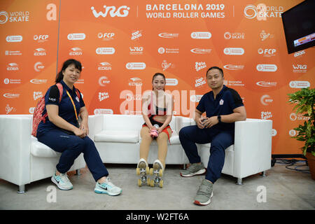 WAN-TING SHEN de Taipei, à Kiss&Cry après avoir joué des seniors femmes danse en solo, Style Dance, WORLD JEUX ROULEAU 2019, au Palau Sant Jordi, le 08 juillet 2019, Barcelone, Espagne. Credit : Raniero Corbelletti/AFLO/Alamy Live News Banque D'Images