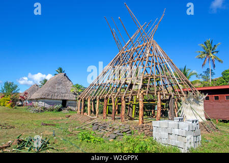 Bure en construction dans le village des Highlands de Navala, le dernier village de Fidji d'avoir encore bures comme la majorité de ses maisons Banque D'Images