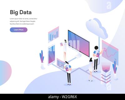 Modèle de page d'atterrissage du Big Data Concept Illustration isométrique. Design plat isométrique concept de conception de page web pour le site Web et site web mobile.vect Illustration de Vecteur