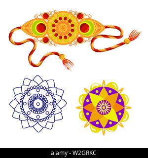 Ensemble de bracelet de fleurs Décoration hindoue Illustration de Vecteur
