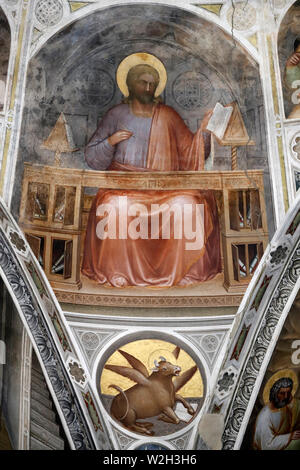 Le Baptistère de Padoue. Fresques du plafond xive siècle par Giusto de Menabuoi. L'Apôtre saint Luc. Padoue. L'Italie. Banque D'Images