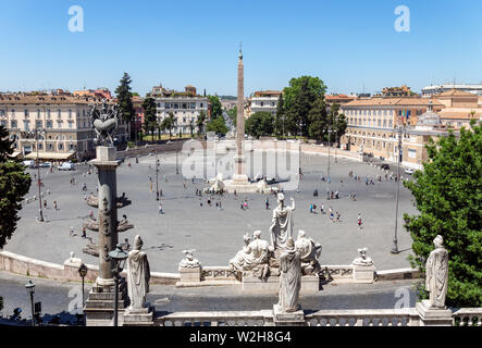 La Piazza del Popolo à partir de la terrasse du Pincio - Rome, Italie Banque D'Images