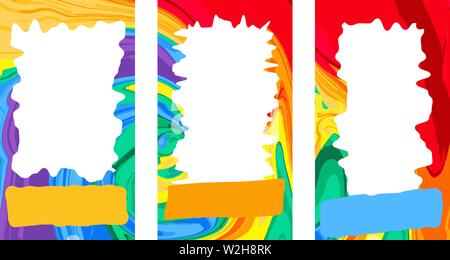 Ensemble d'images multicolores pour des sites web, des brochures, des histoires, des réseaux sociaux, des applications, des bannières. Couleurs arc-en-ciel. Ratio est 16 à 9. Illustration de Vecteur